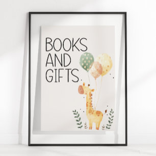 Zoo-Safari-Kinderzimmer-Tiere-Baby-Shower-Bücher-G Poster