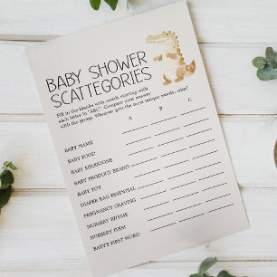 Zoo-Safari-Tiere Baby Shower Scattegories Spiel Flyer