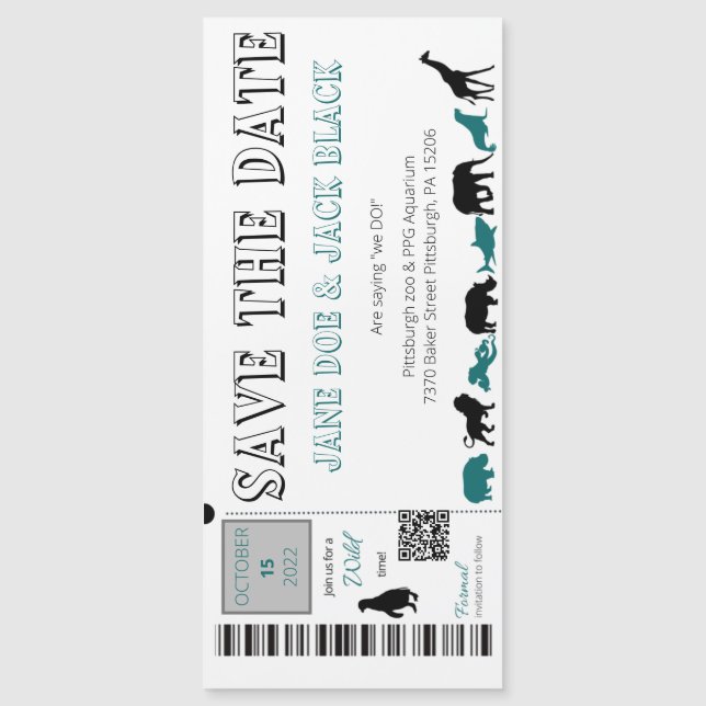 Zoo Save the Date Magneteinladung (Vorderseite)