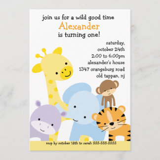 Zoo-Spaß-Geburtstags-Party Einladung