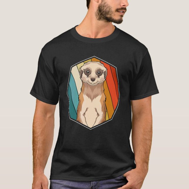 Zoo-Tier Erdmännchen Afrika Safari Retro Erdmännch T-Shirt (Vorderseite)
