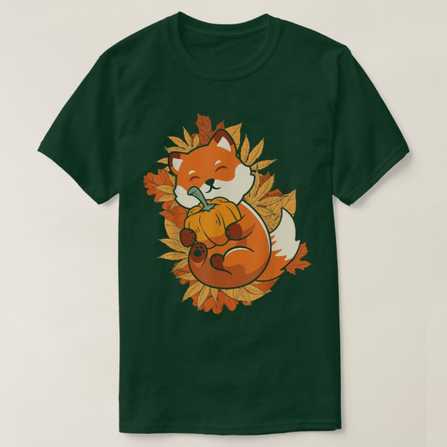Zoo Tier für Herbst sinkende Blätter Waldtier T-Shirt (Design vorne)