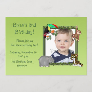 Zoo-Tier-Geburtstags-Foto-Einladung Einladung