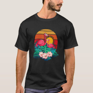 Zoo-Tier Tropic Sommer Sonnenaufgang Flamingo Vint T-Shirt
