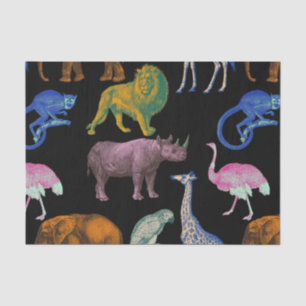 Zoo-Tiere Lebendige Farben Pop-Art Tierliebhaber Seidenpapier