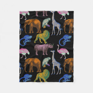 Zoo Tiere Vibrannte Farben Pop Art Collection Fleecedecke
