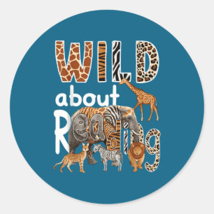 Zoo-Tiere wild auf Lesen Runder Aufkleber