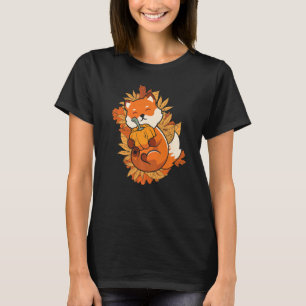 Zoo Tierfox Herbst sinkende Blätter Waldtier T-Shirt