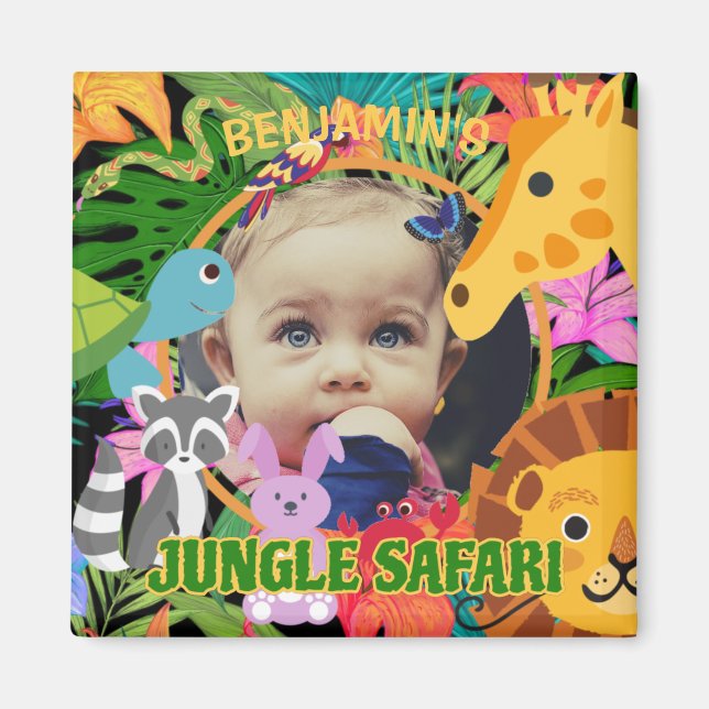 Zoo Wild Animal Jungle Safari Kids birthday Magnet (Vorne)