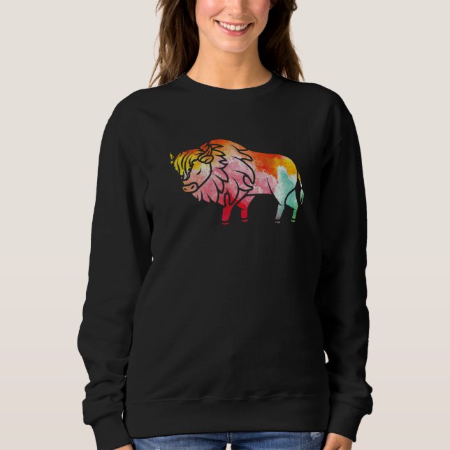 Zoo Wildlife Animal  Zookeeper Buffalo Bison Color Sweatshirt (Vorderseite)