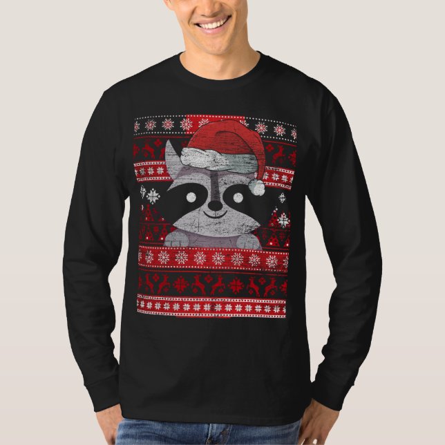Zookeeper Raccoon spendet hässliche Weihnachtsfeie T-Shirt (Vorderseite)