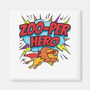 Zookeeper Zoo per Helden Superhero Magnet