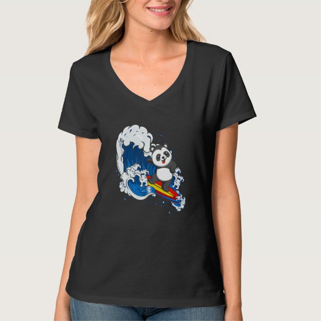 Zookeeping Surfing Wildlife Animal Panda Bear Surf T-Shirt (Vorderseite)