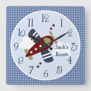 Zoom auf dem Kinderzimmer/Kinderuhr Quadratische Wanduhr