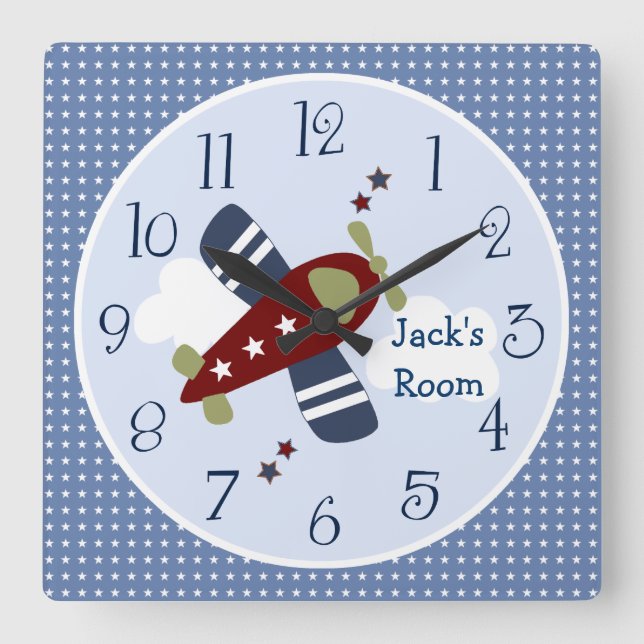 Zoom auf dem Kinderzimmer/Kinderuhr Quadratische Wanduhr (Vorderseite)