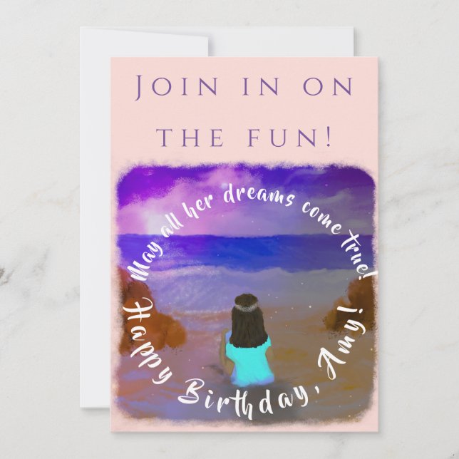 Zoom Girls Birthday Event Flat Invitation Card (Devant)