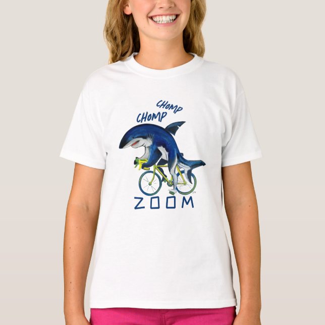 Zoom Shark Speeding auf einem Fahrrad T-Shirt (Vorderseite)
