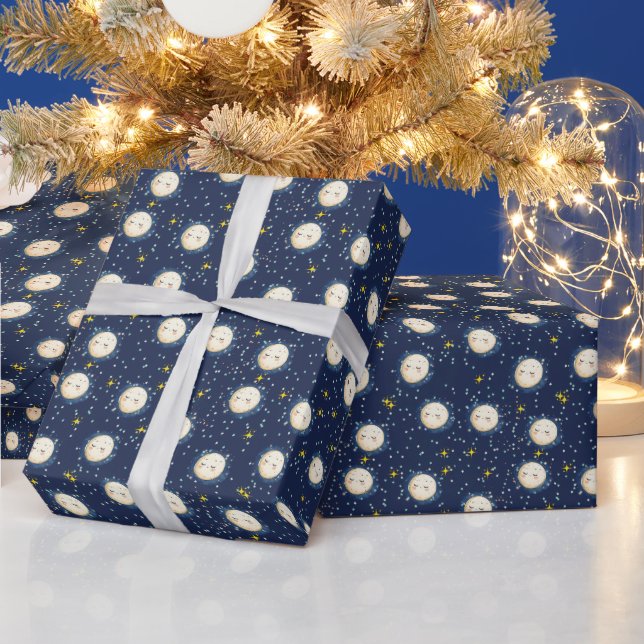 Zoom zum Mond Geschenkpapier (Feiertage)