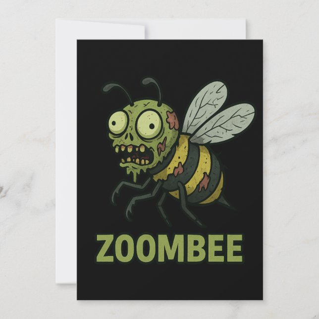 Zoombee - Funny Zombie Bee Cartoon Design Einladung (Vorderseite)