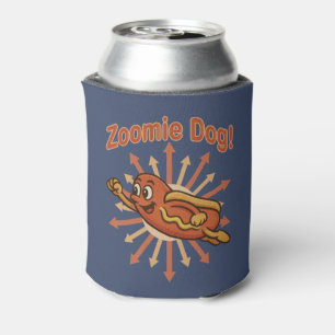 Zoomie Dog Flying Hot Dog Cartoon - Fun Retro Dosenkühler