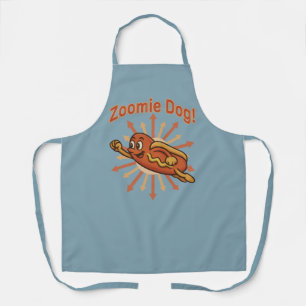 Zoomie Dog Flying Hot Dog Cartoon - Fun Retro Schürze