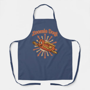 Zoomie Dog Flying Hot Dog Cartoon - Fun Retro Schürze