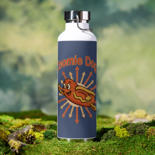 Zoomie Dog Flying Hot Dog Cartoon - Fun Retro Trinkflasche