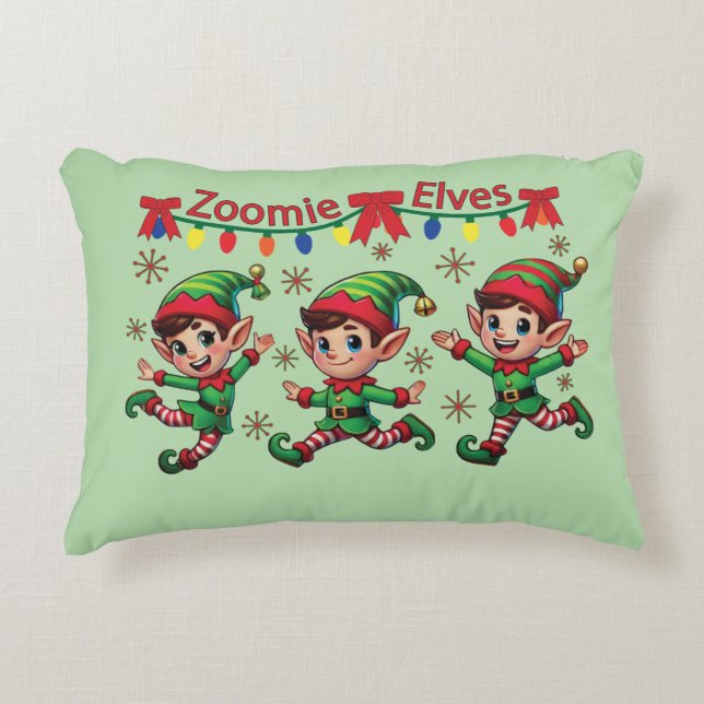 Zoomie Elves Weihnachten Dekokissen (Vorderseite)