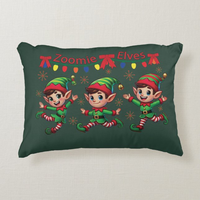 Zoomie Elves Weihnachten Dekokissen (Vorderseite)