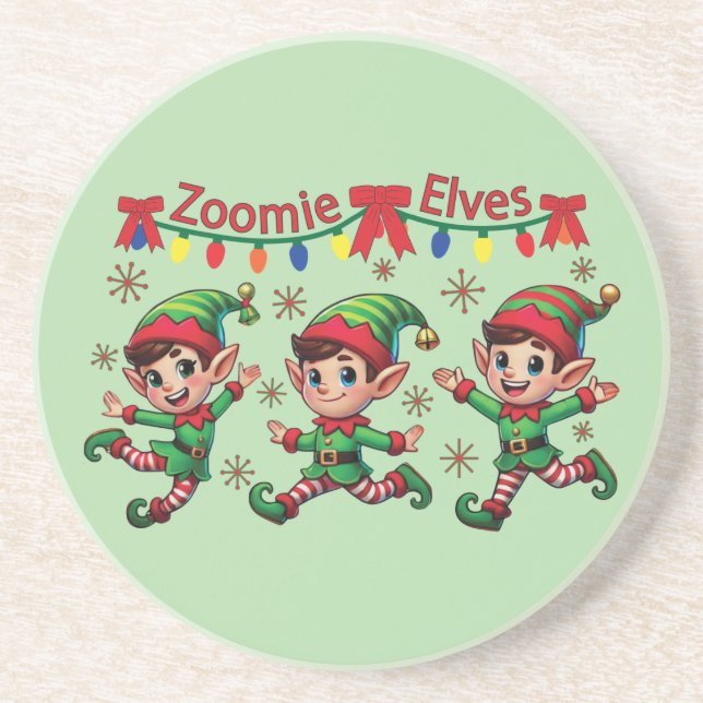 Zoomie Elves Weihnachten Getränkeuntersetzer (Vorne)