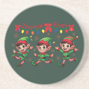Zoomie Elves Weihnachten Getränkeuntersetzer