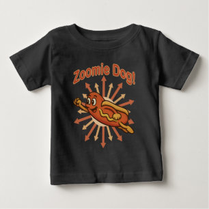 Zoomie-Hund fliegt als Hot Dog Cartoon – Lustiger Baby T-shirt