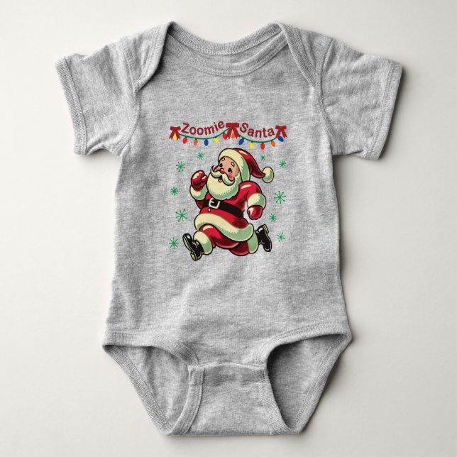 Zoomie Santa Christmas Baby Strampler (Vorderseite)