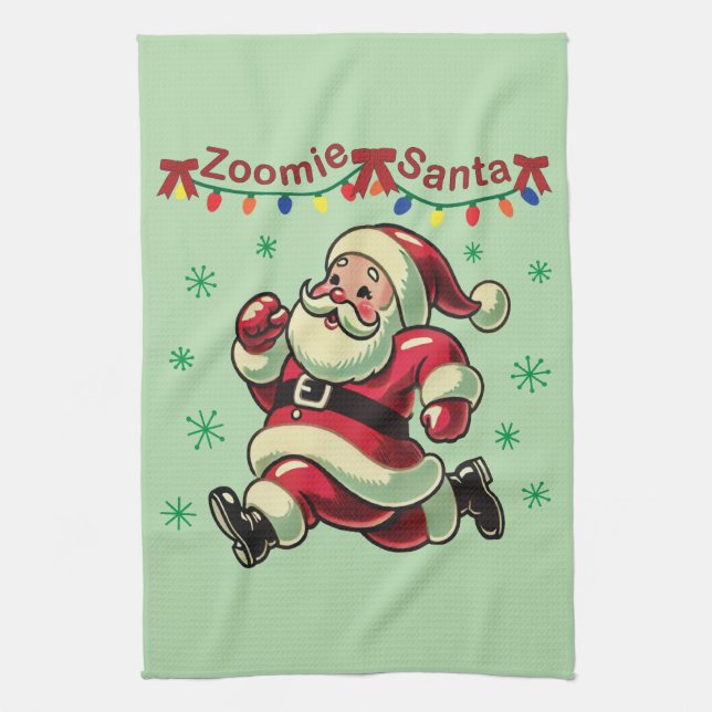 Zoomie Santa Christmas Geschirrtuch (Vertikal)
