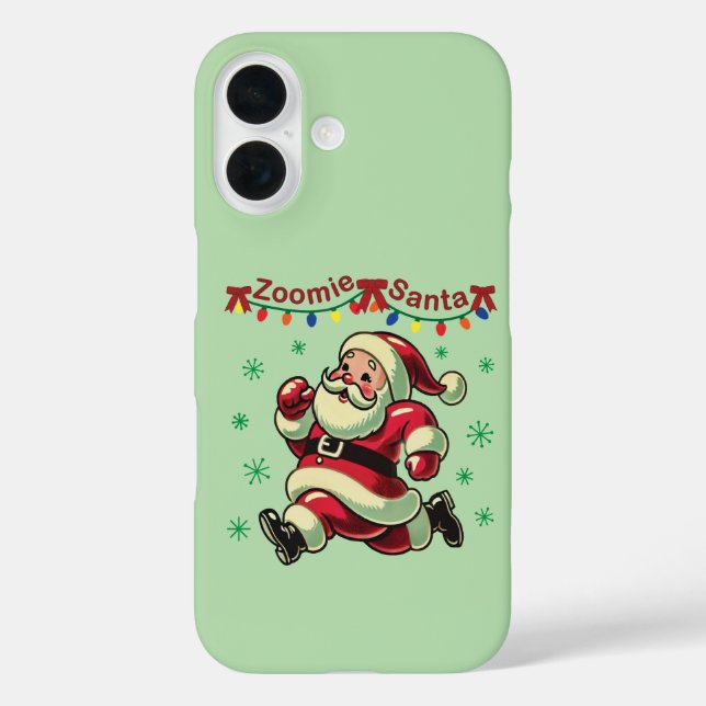 Zoomie Santa Christmas iPhone 16 Hülle (Rückseite)