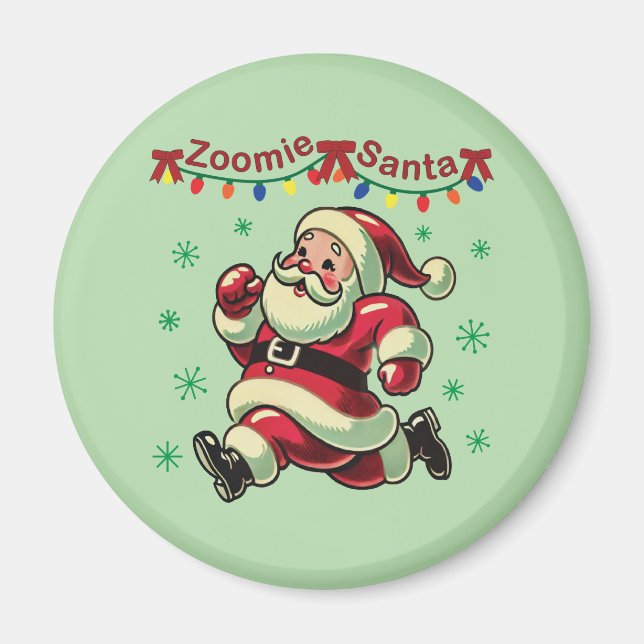 Zoomie Santa Christmas Magnet (Vorne)