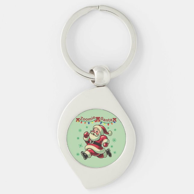 Zoomie Santa Christmas Schlüsselanhänger (Vorderseite)