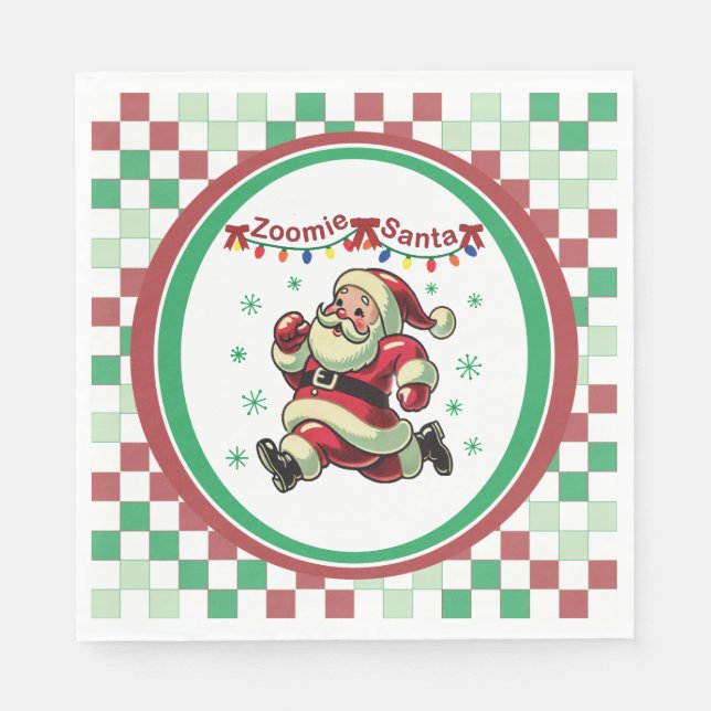 Zoomie Santa Christmas Serviette (Vorderseite)