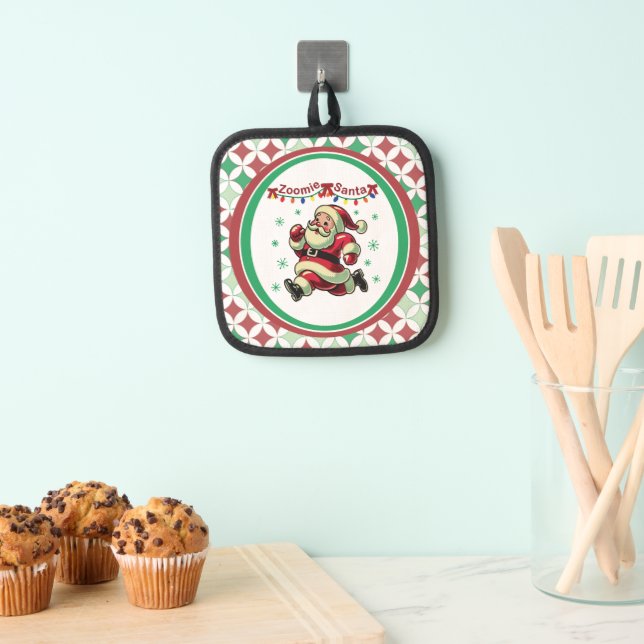 Zoomie Santa Christmas Topflappen (Insitu (Hängend))