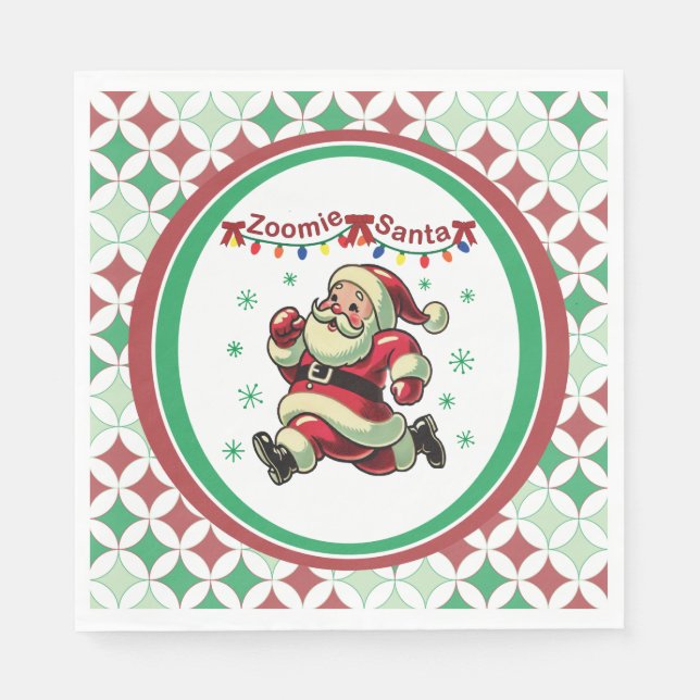 Zoomie Santa Weihnachten Serviette (Vorderseite)