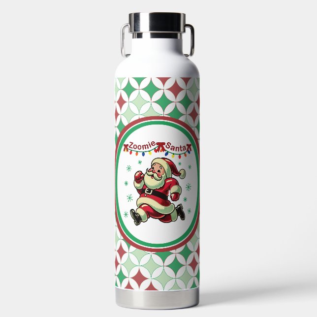 Zoomie Santa Weihnachten Trinkflasche (Vorderseite)