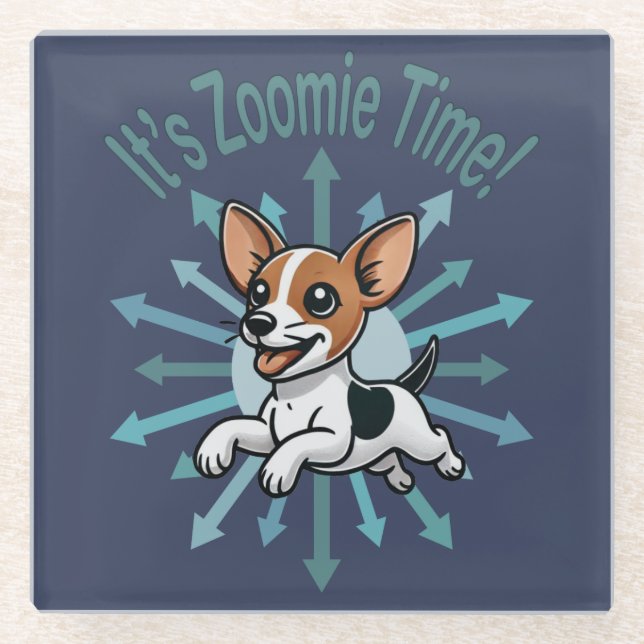 Zoomie Time Rat Terrier Glasuntersetzer (Vorderseite)