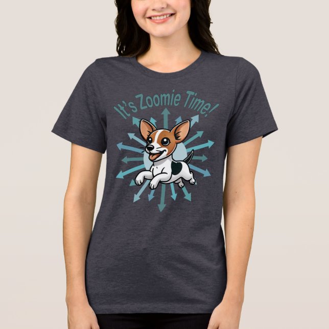 Zoomie Time Rat Terrier Tri-Blend Shirt (Vorderseite)