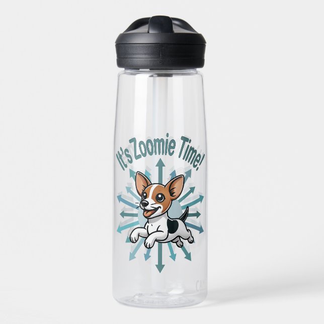 Zoomie Time Rat Terrier Trinkflasche (Vorne)