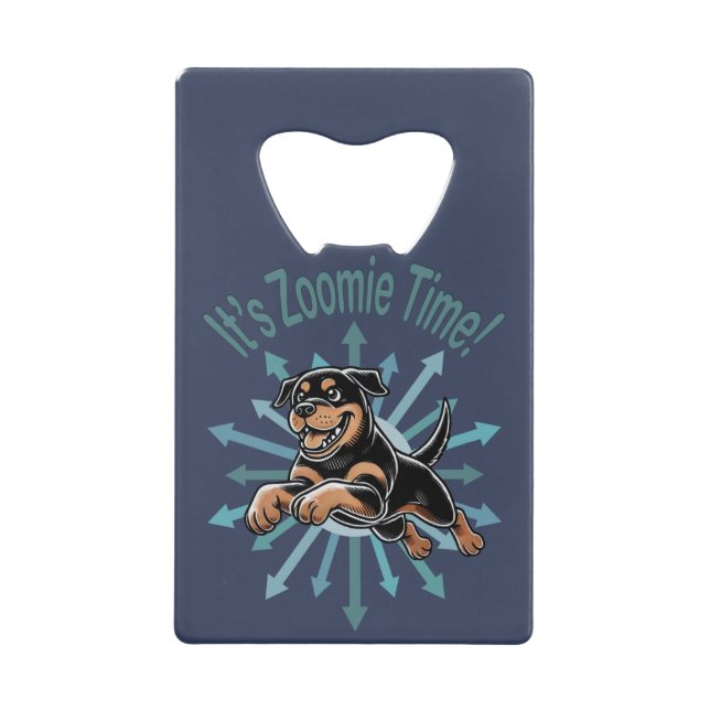 Zoomie Time Rottweiler Geldbeutel Flaschenöffner (Vorderseite)