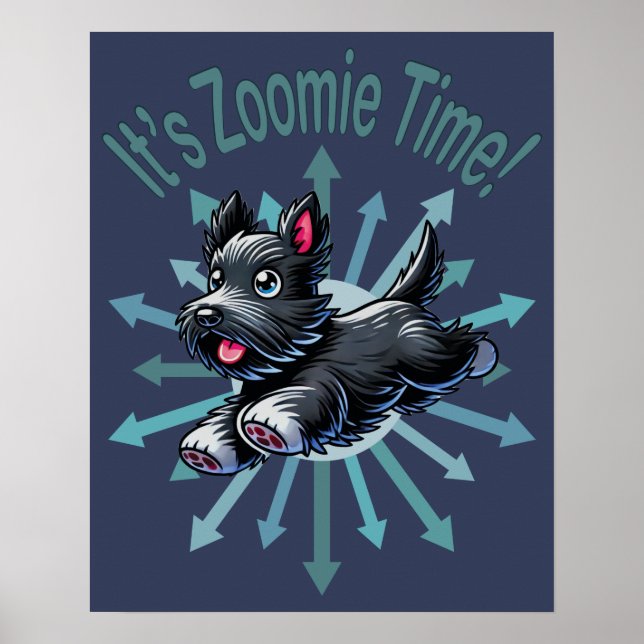 Zoomie Time Scottish Terrier Poster (Vorne)
