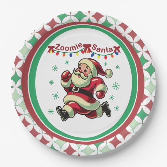Zoomie Weihnachtsmann Weihnachten Pappteller (Vorderseite)
