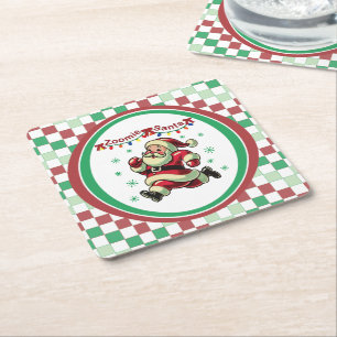 Zoomie Weihnachtsmann Weihnachten Rechteckiger Pappuntersetzer