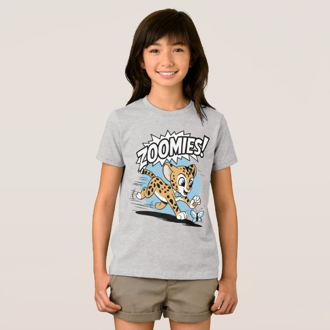 Zoomies - Cheetah, die einen Schmetterling jagen Tri-Blend Shirt (Vorderseite Voll)