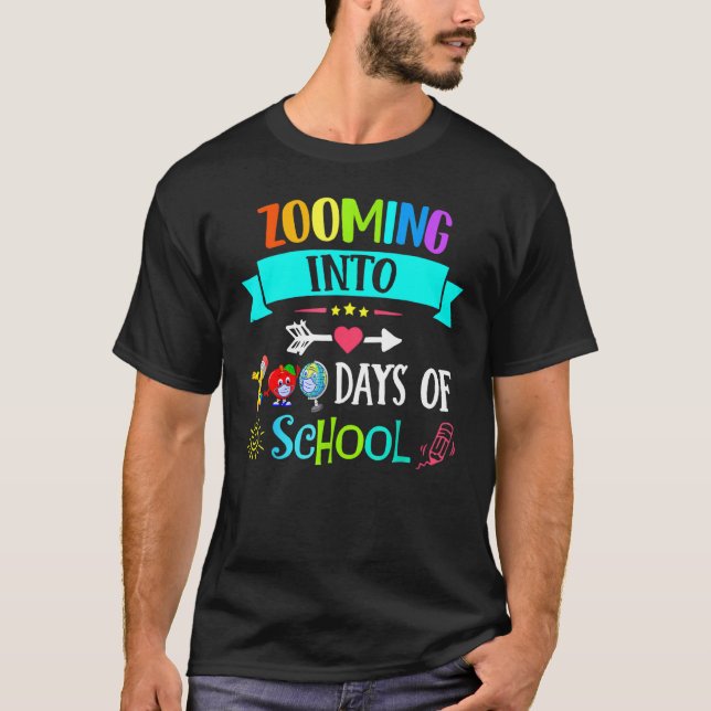 Zooming Into 100 Days Of School Teacher Kids T-Shirt (Vorderseite)